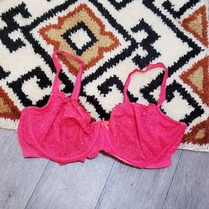 Victorias secret Red Lace Gem Unlined Bra 38DD